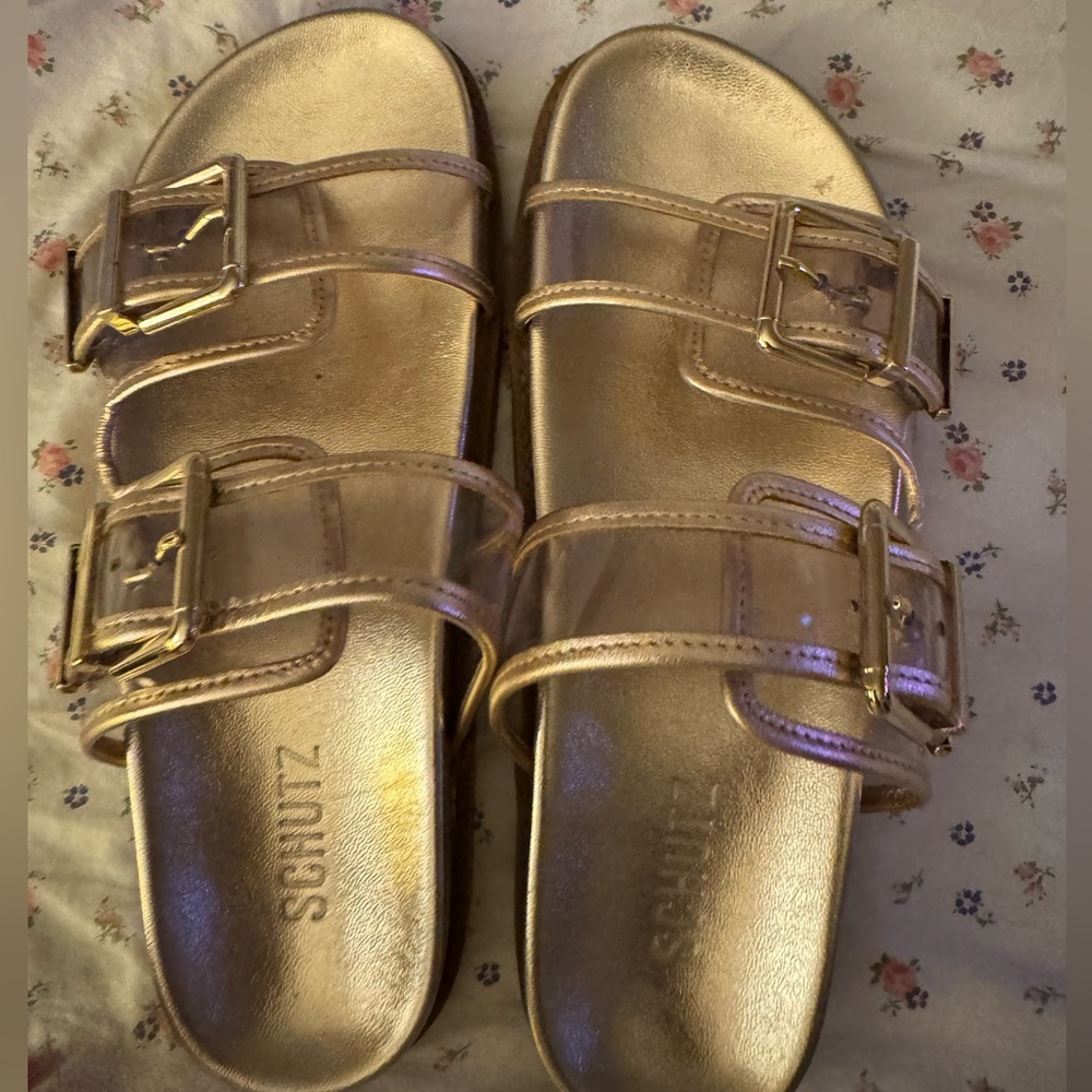 SCHUTZ Gold Metallic Sandals